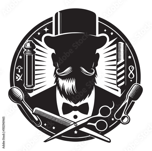 barber icon set silhouette vector illustration