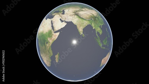 Day Earth Rotation No Cloud Rotate Seamless Loop Animation Transparent Background Alpha Channel