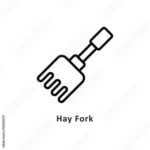 Hay Fork Vector Outline Icon. Eps 10 file