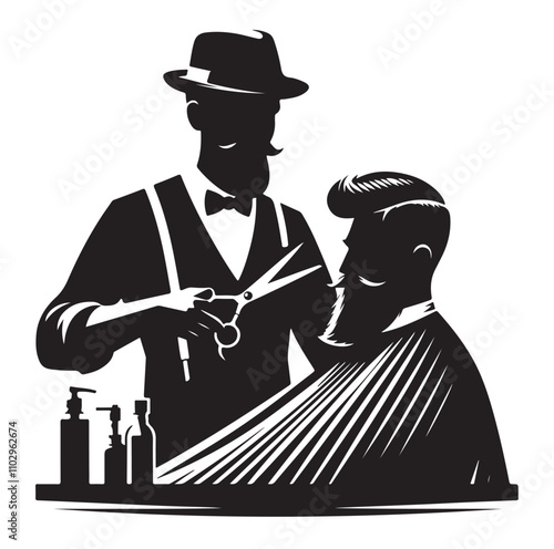 barber icon set silhouette vector illustration