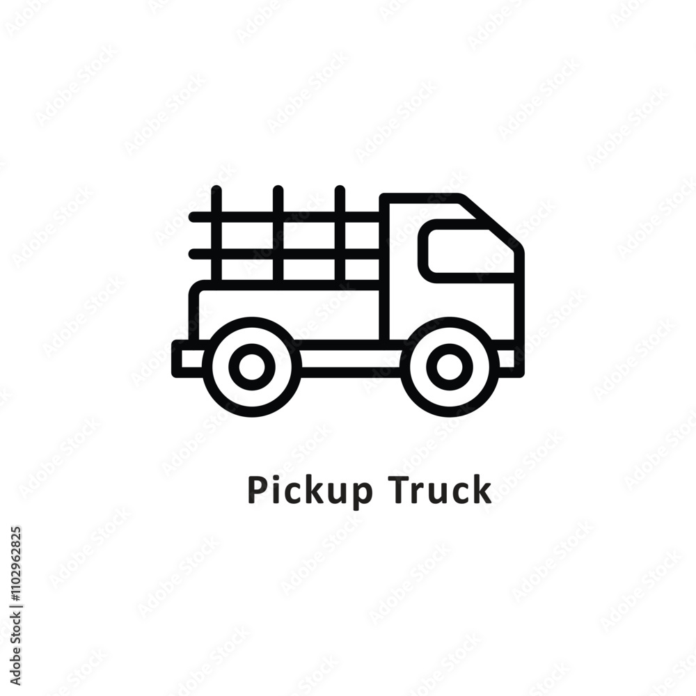 Pickup Truck Vector Outline Icon. Eps 10 file Pickup Truck Vector Outline Icon. Eps 10 file