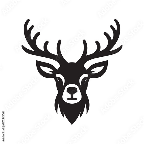 Deer head icon symbol vector illustration. Deer silhouette logo black and white. Deer logo vector template.
