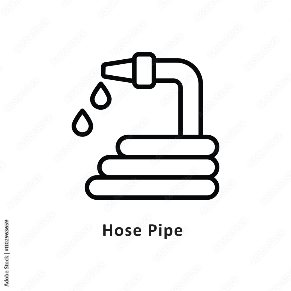Obraz premium Hose Pipe Vector Outline Icon. Eps 10 file