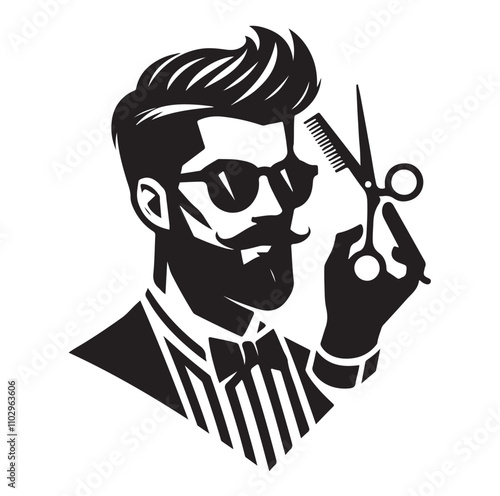 barber icon set silhouette vector illustration