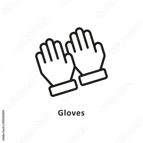 Gloves Vector Outline Icon. Eps 10 file