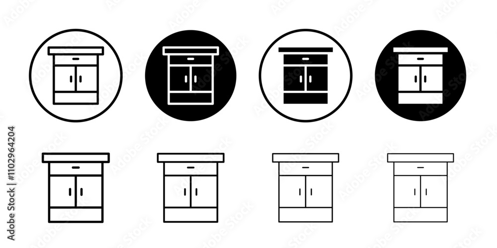 Cabinet icon Black and white outline vector Cabinet icon Black and white outline vector