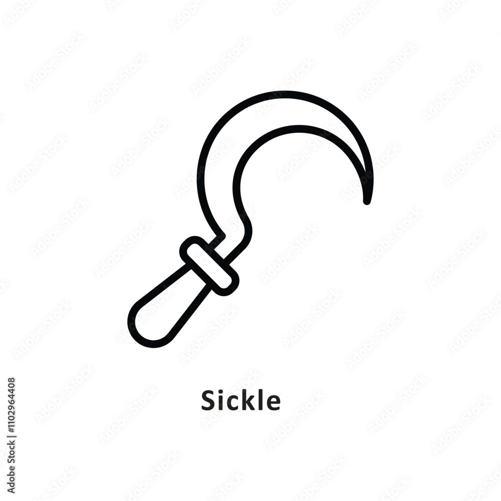 Sickle Vector Outline Icon. Eps 10 file