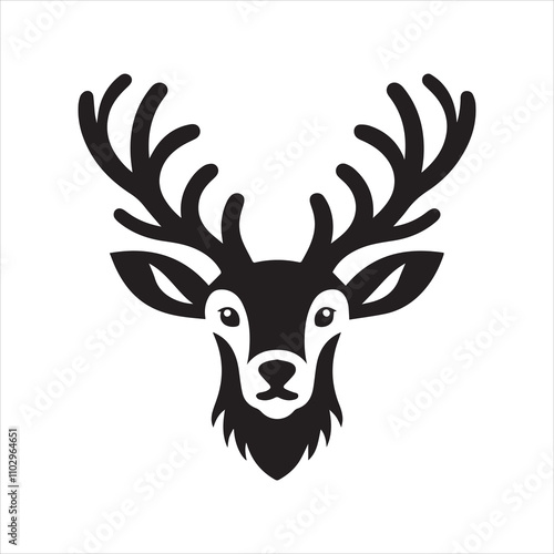 Deer head icon symbol vector illustration. Deer silhouette logo black and white. Deer logo vector template.
