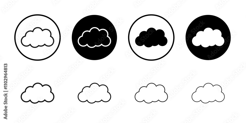 Clouds icon Black and white outline vector Clouds icon Black and white outline vector