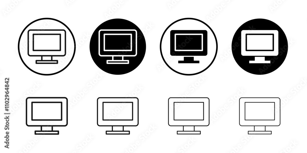 Computer Screen icon Black and white outline vector Computer Screen icon Black and white outline vector