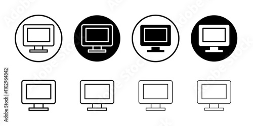 Computer Screen icon Black and white outline vector