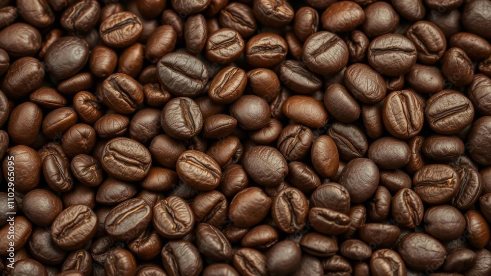 Close up of coffee beans with a small bean in the center, perfect for illustrating the uniqueness of each bean, dark, tasty Close up of coffee beans with a small bean in the center, perfect for illustrating the uniqueness of each bean, dark, tasty