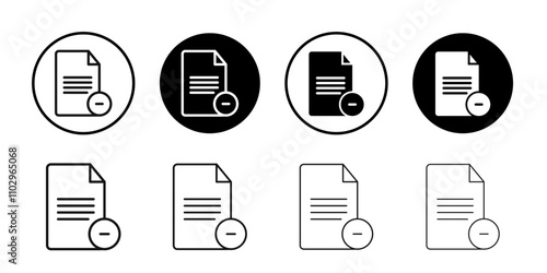 Delete Document icon Black and white outline vector