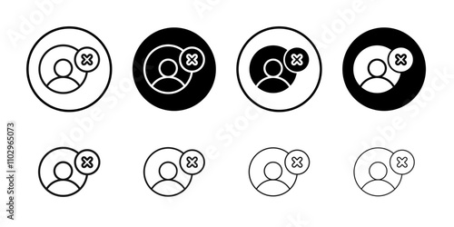 Delete user icon Black and white outline vector