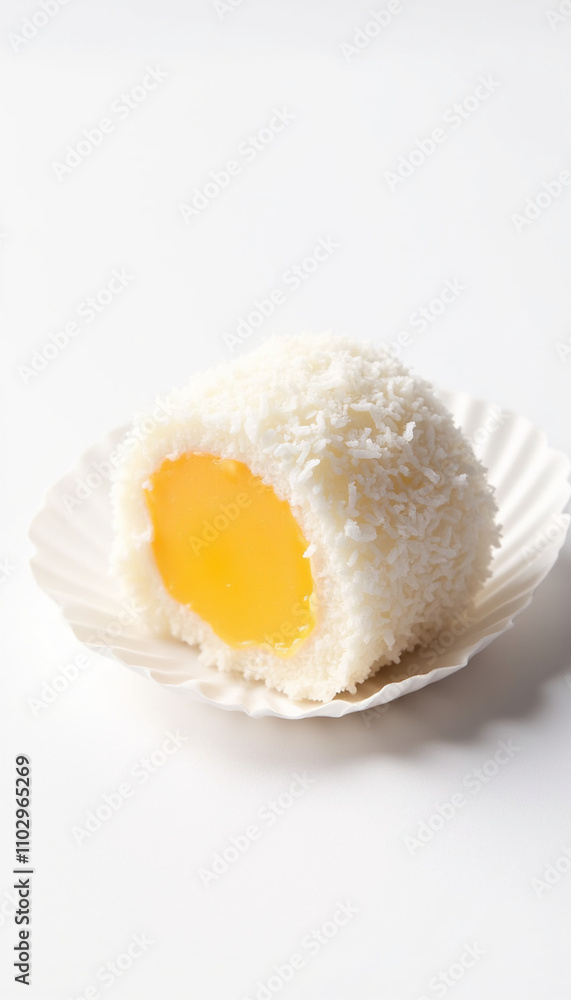 Single beijinho candy rolled in shredded coconut Single beijinho candy rolled in shredded coconut