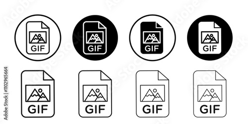Gif icon Black and white outline vector
