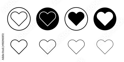 Heart icon Black and white outline vector