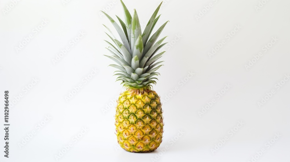 Fresh pineapple on a minimalist white background showcasing its vibrant colors and textures for culinary or tropical themed designs. Fresh pineapple on a minimalist white background showcasing its vibrant colors and textures for culinary or tropical themed designs.