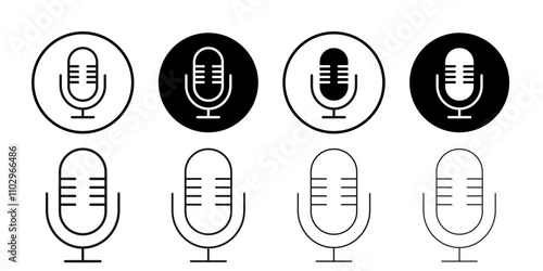 Microphone icon Black and white outline vector