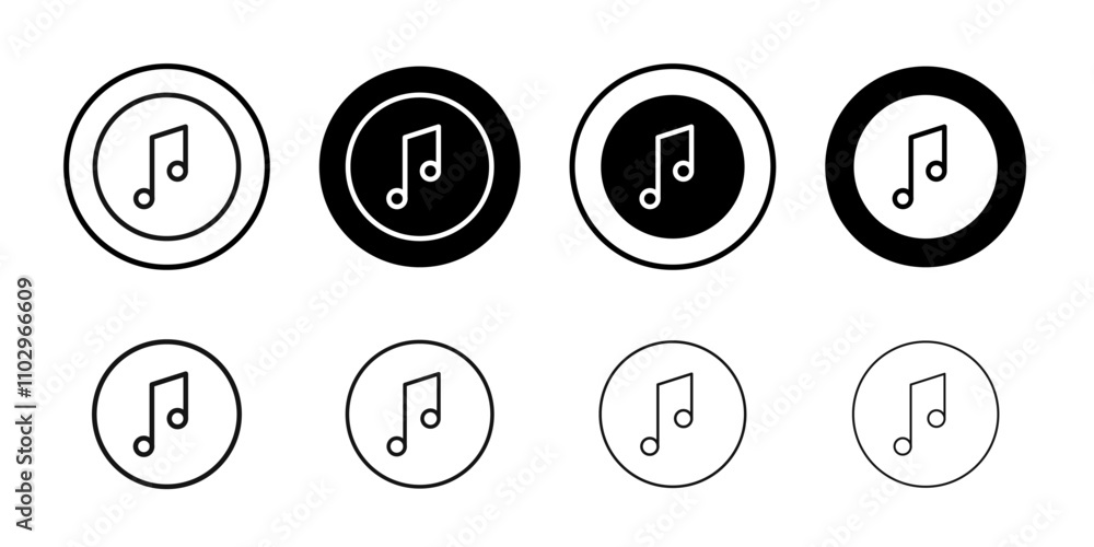 Music icon Black and white outline vector Music icon Black and white outline vector