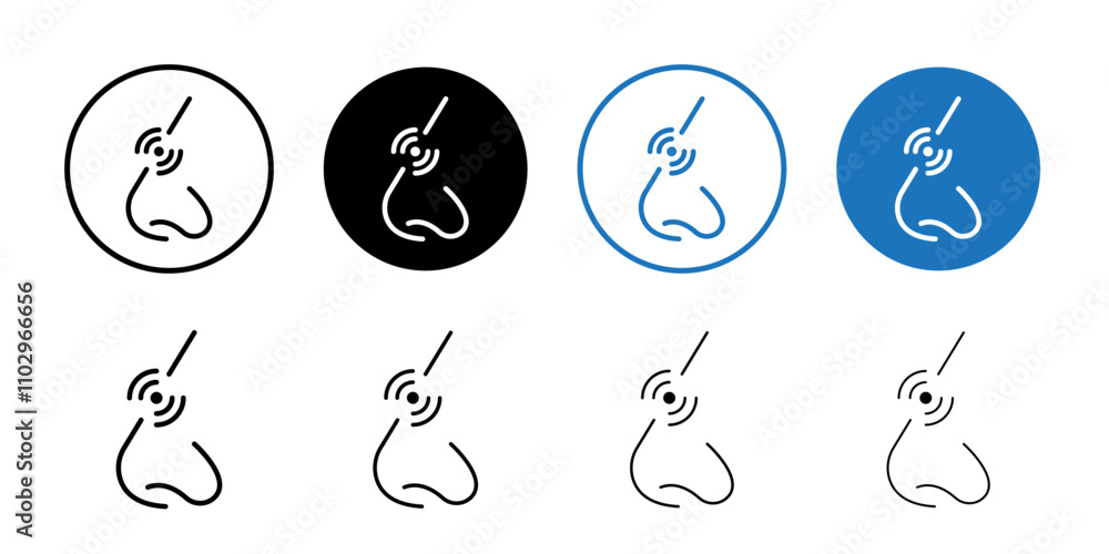 Nose pain icon Black and white outline vector Nose pain icon Black and white outline vector