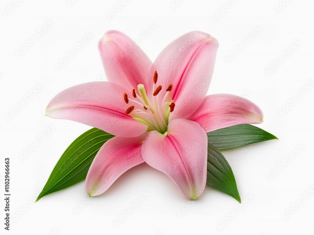 Fototapeta premium Pink lily flower isolated on white background with clipping path 