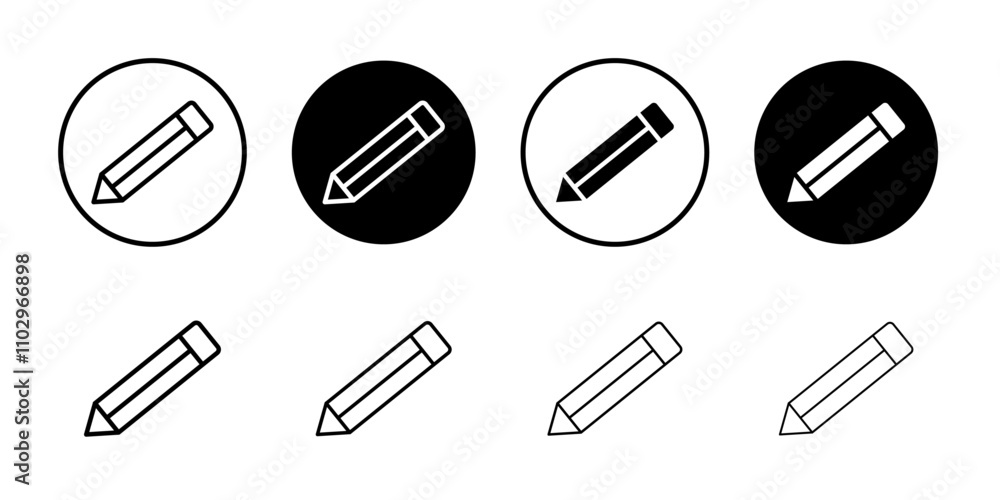 Pencil icon Black and white outline vector Pencil icon Black and white outline vector