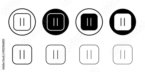 Pause icon Black and white outline vector