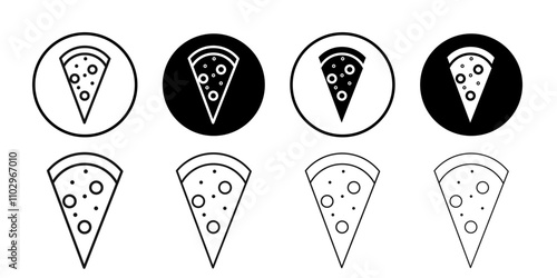 Pizza slice icon Black and white outline vector