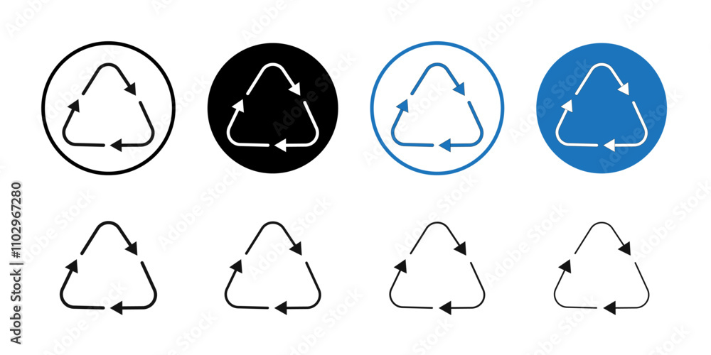 Recycle icon Black and white outline vector Recycle icon Black and white outline vector