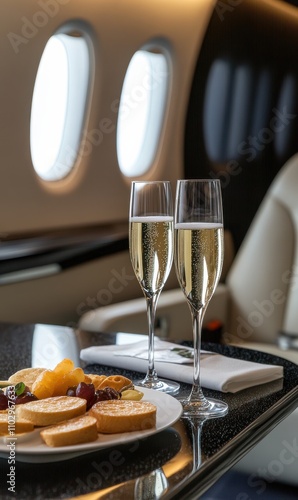 Wallpaper Mural Luxury Jet Dining Experience with Champagne and Snacks Torontodigital.ca