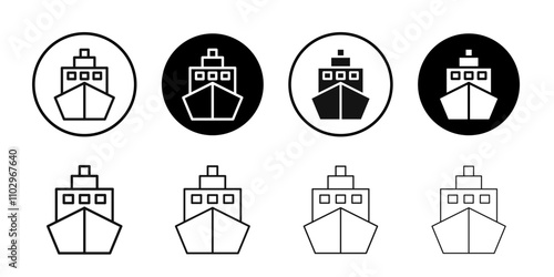 Ship icon Black and white outline vector