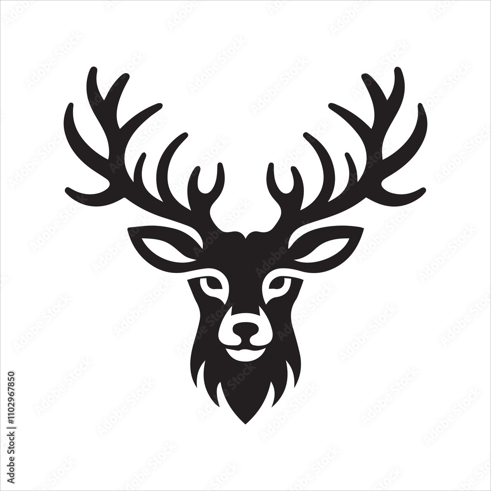 Naklejka premium Deer head icon symbol vector illustration. Deer silhouette logo black and white. Deer logo vector template.