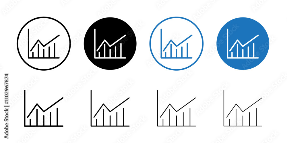Stats icon Black and white outline vector