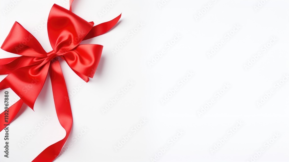Red bow and ribbon on a clean white background creating a festive and elegant decoration for gifts and special occasions Red bow and ribbon on a clean white background creating a festive and elegant decoration for gifts and special occasions