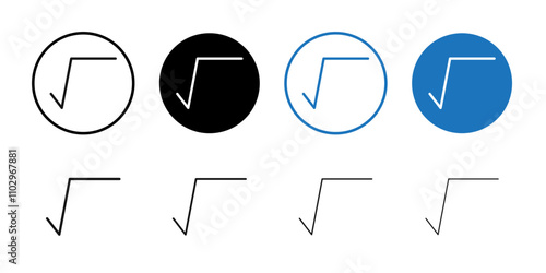 Square root icon Black and white outline vector