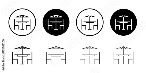 Terrace icon Black and white outline vector