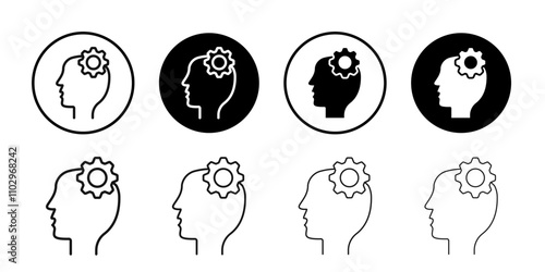 Thinking icon Black and white outline vector