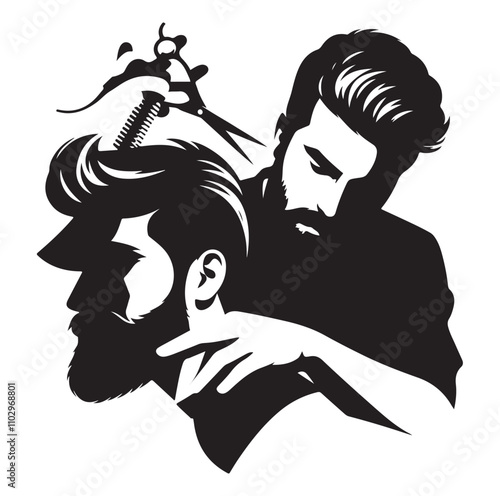 barber icon set silhouette vector illustration