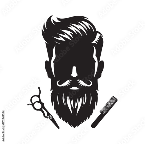 barber icon set silhouette vector illustration