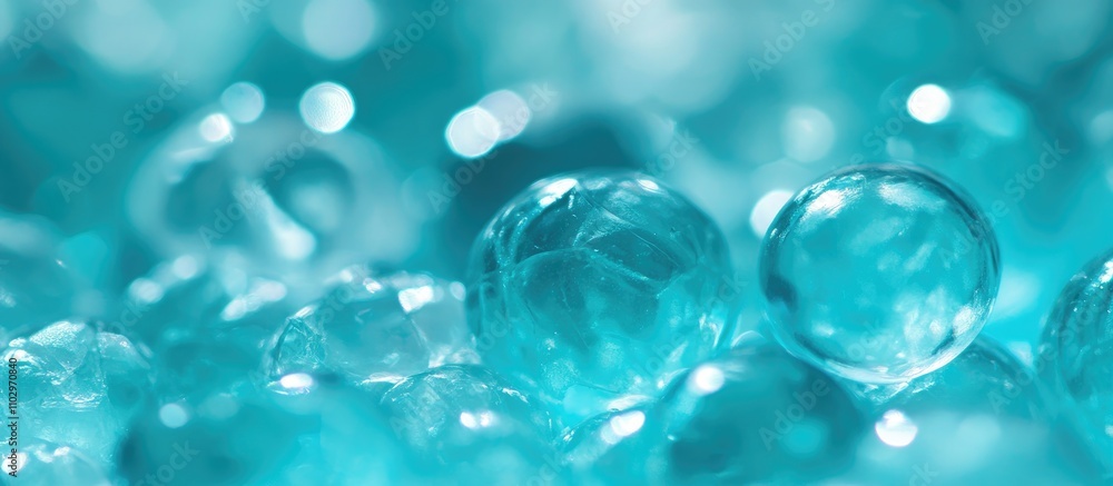 Close-up view of shimmering turquoise aqua gems reflecting light in a visually captivating abstract arrangement. Close-up view of shimmering turquoise aqua gems reflecting light in a visually captivating abstract arrangement.