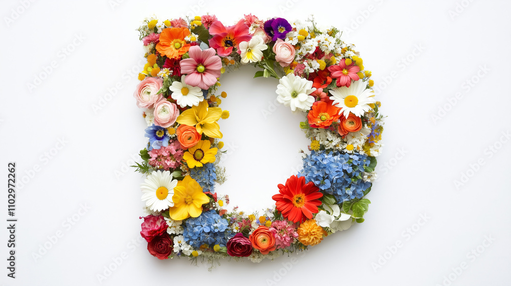 Floral Letter D with Bright Blooms
Floral Letter D with Bright Blooms