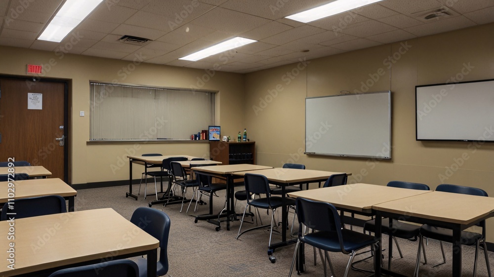 Modern Classroom with Fluorescent Lighting and Minimalist Design V7 Modern Classroom with Fluorescent Lighting and Minimalist Design V7