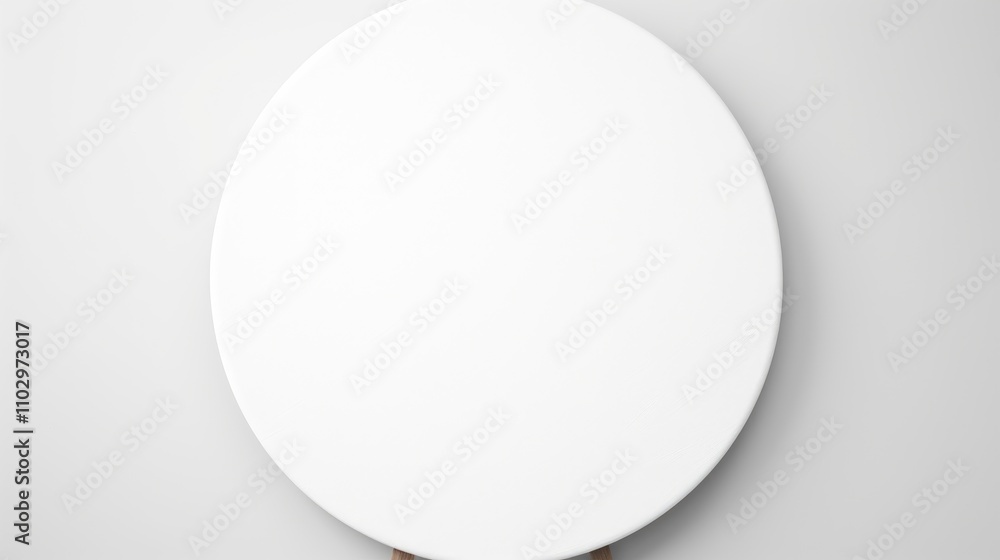 Round white canvas mockup for artists featuring a clean, empty surface on a simple pedestal against a minimalist background. Round white canvas mockup for artists featuring a clean, empty surface on a simple pedestal against a minimalist background.