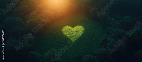 Solar panels in lush meadow symbolizing renewable energy sustainability and love for the environment in a harmonious natural setting photo