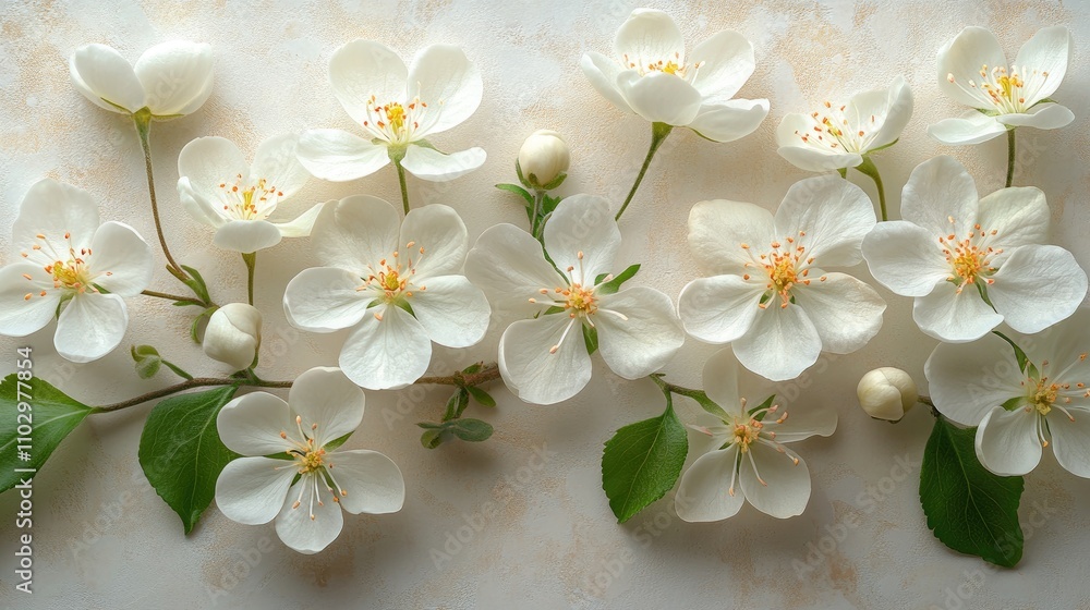 delicate arrangement of white flowers on a soft neutral background for botanical or floral design themes delicate arrangement of white flowers on a soft neutral background for botanical or floral design themes