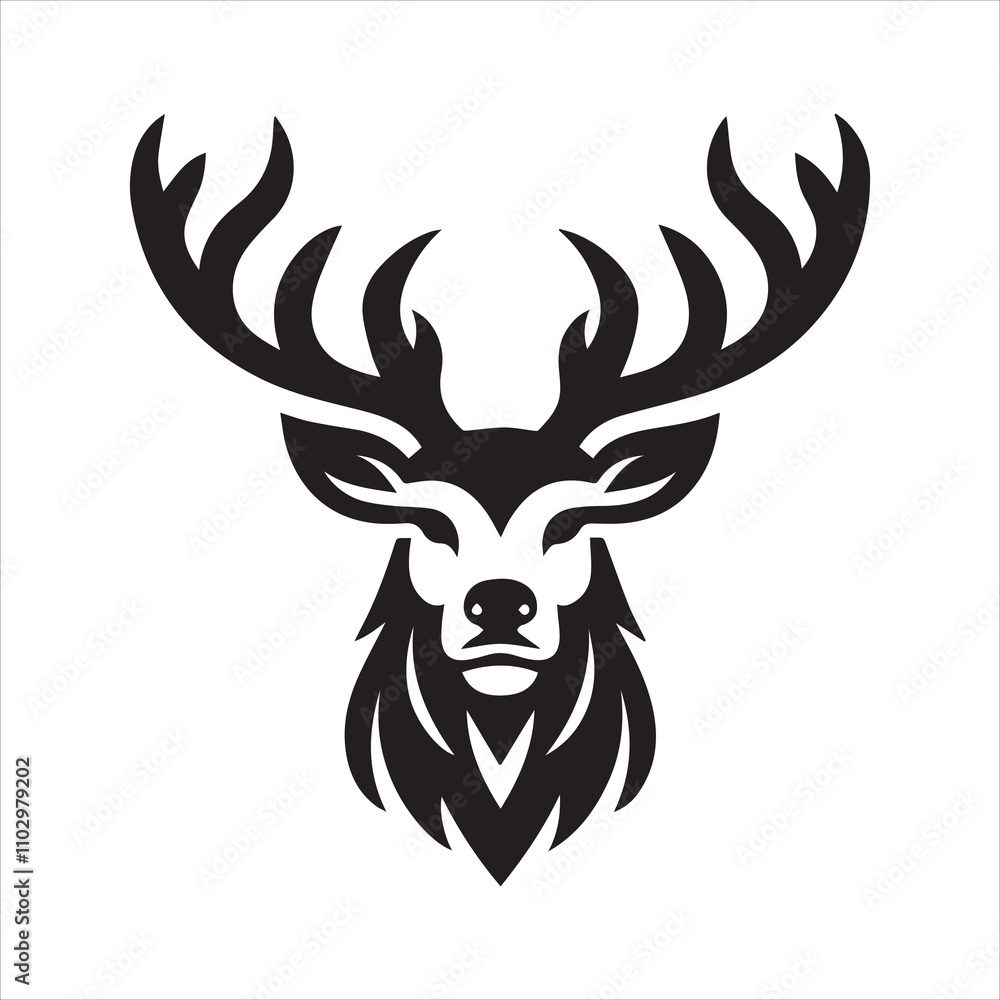 Deer head icon symbol vector illustration. Deer silhouette logo black and white. Deer logo vector template.
Deer head icon symbol vector illustration. Deer silhouette logo black and white. Deer logo vector template.