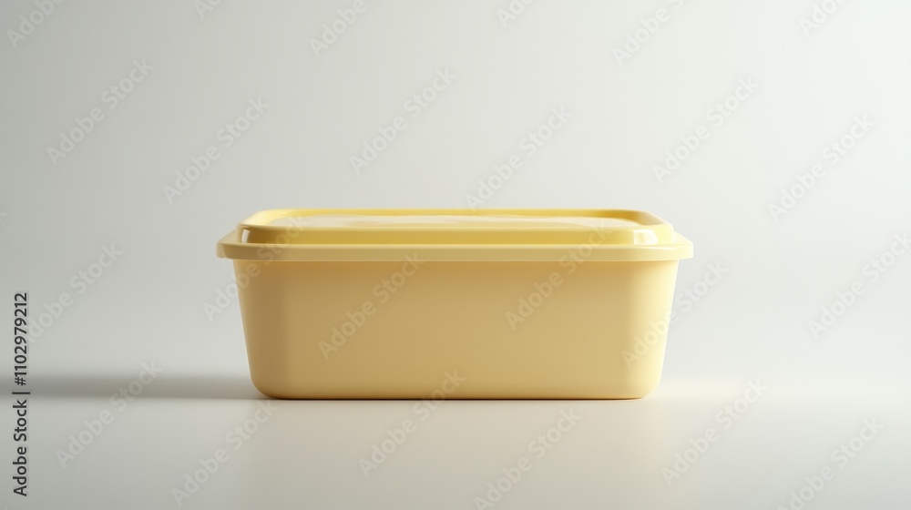 Butter container in a plastic tub on a white background showcasing dairy product packaging for fat and cream based foods Butter container in a plastic tub on a white background showcasing dairy product packaging for fat and cream based foods