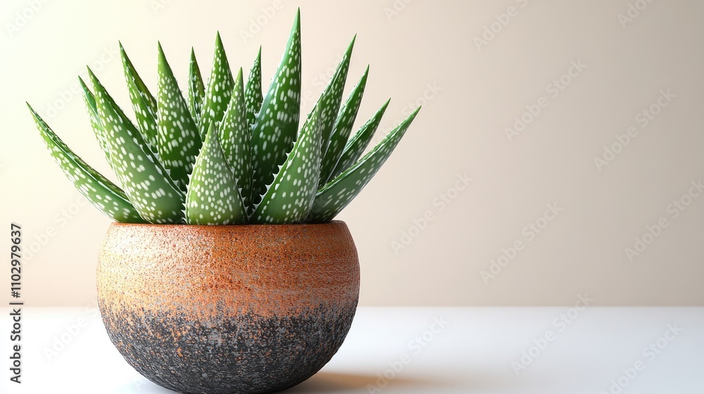 Aloe vera plant in a decorative pot against a minimalist background showcasing natural beauty and modern home decor elements Aloe vera plant in a decorative pot against a minimalist background showcasing natural beauty and modern home decor elements