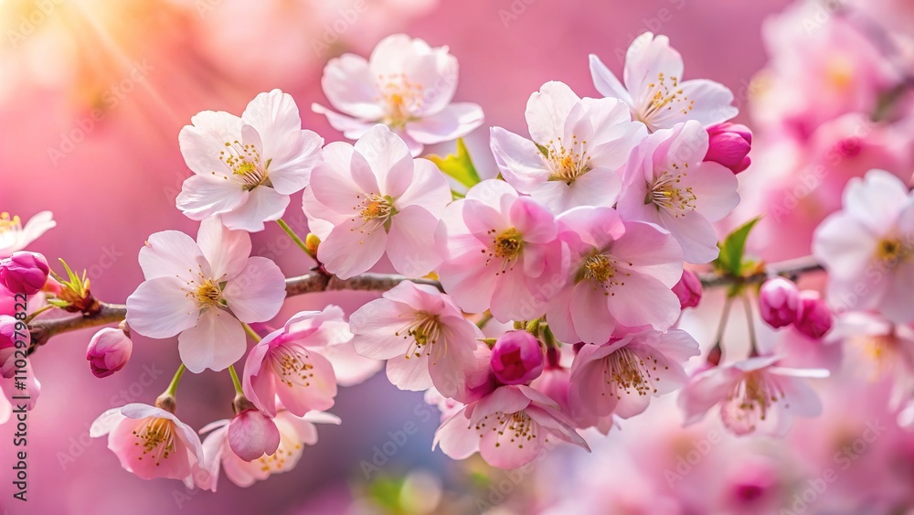 Sakura Flowers on Pink Background - Rule of Thirds Photography Sakura Flowers on Pink Background - Rule of Thirds Photography